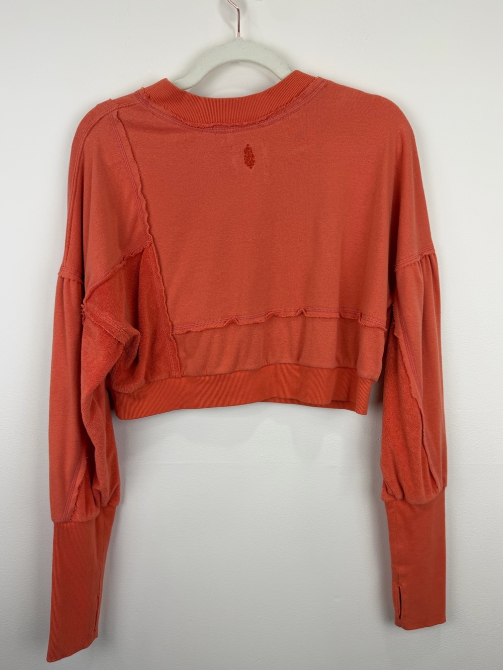 Free People Movement Orange Inside Out Cropped Sweatshirt Size S - Picture 2 of 6